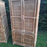 Vintage bamboo and rattan cabinet or storage unit