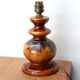 Brown ceramic lamp, raffia shade, 70s