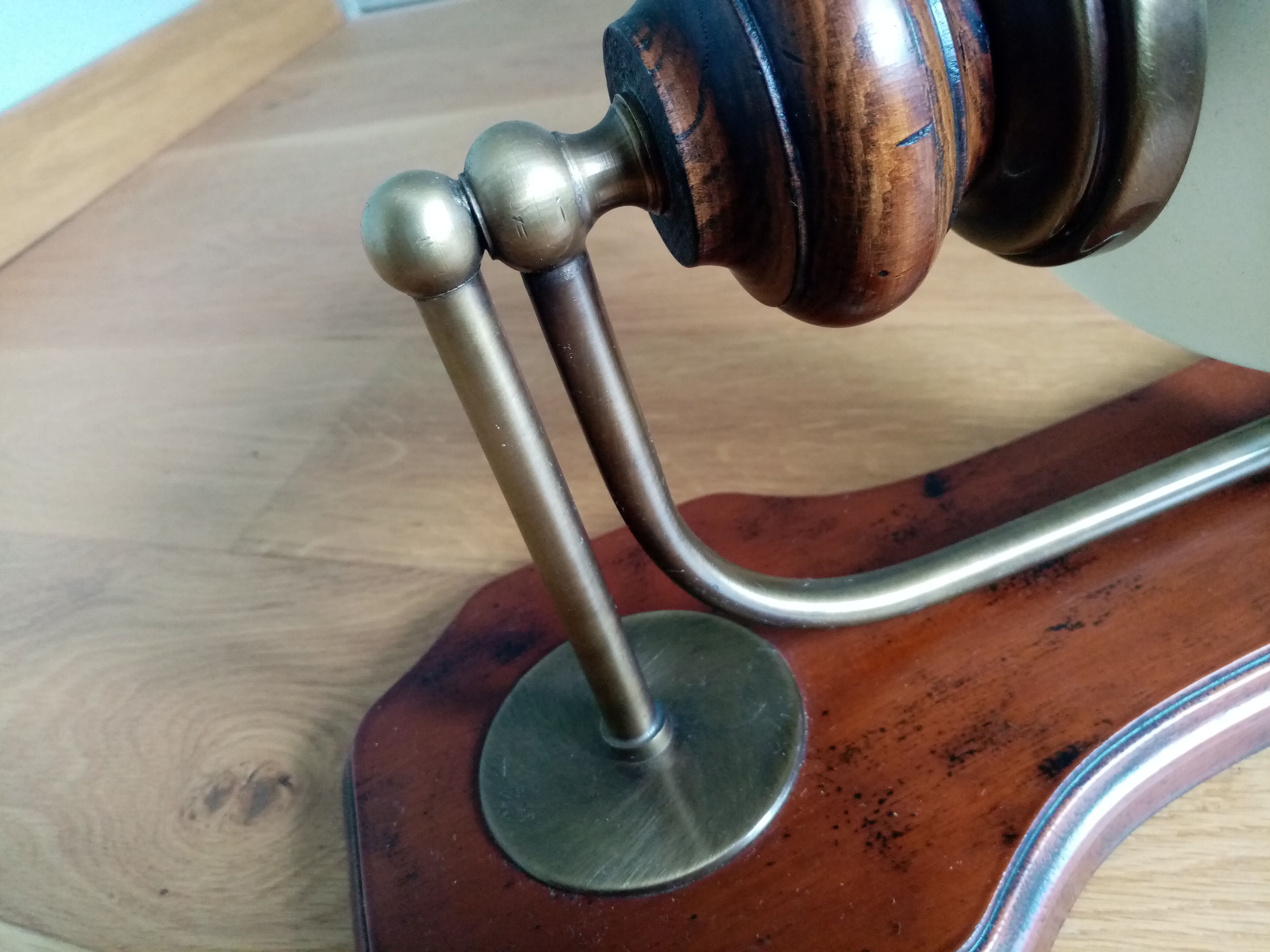 Wood brass glass sconce