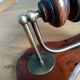 Wood brass glass sconce