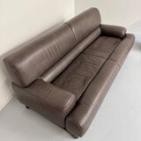 Antique buffalo leather sofa and pouf, de sede n' 18 design, from the 80s