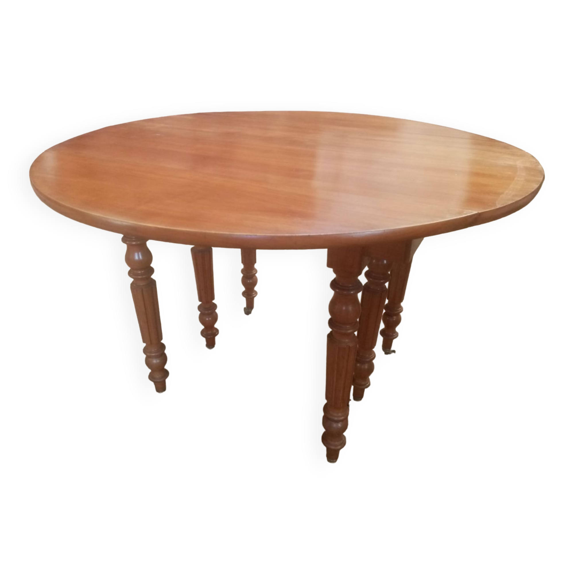 Six-legged round table in cherry wood from the late 19th century