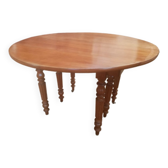 Six-legged round table in cherry wood from the late 19th century