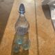 Liquor service consisting of a blue glass decanter and. 3 small antique glasses