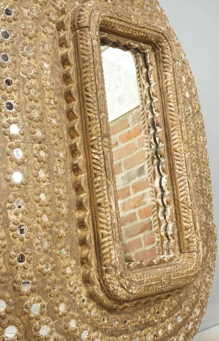 Oval carved wooden mirror 150x101cm