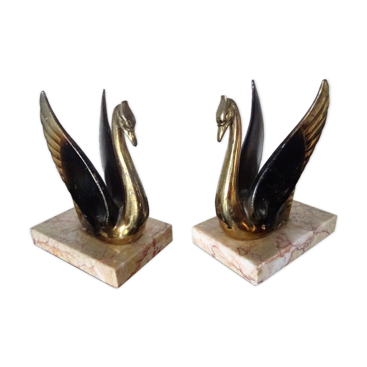 Serre-livres cygnes art déco