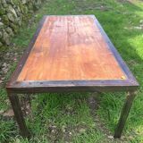 Large industrial table in wood and metal