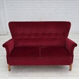 1960s, Swedish 2-seater sofa by Dux Sweden, furniture velour, ash wood.