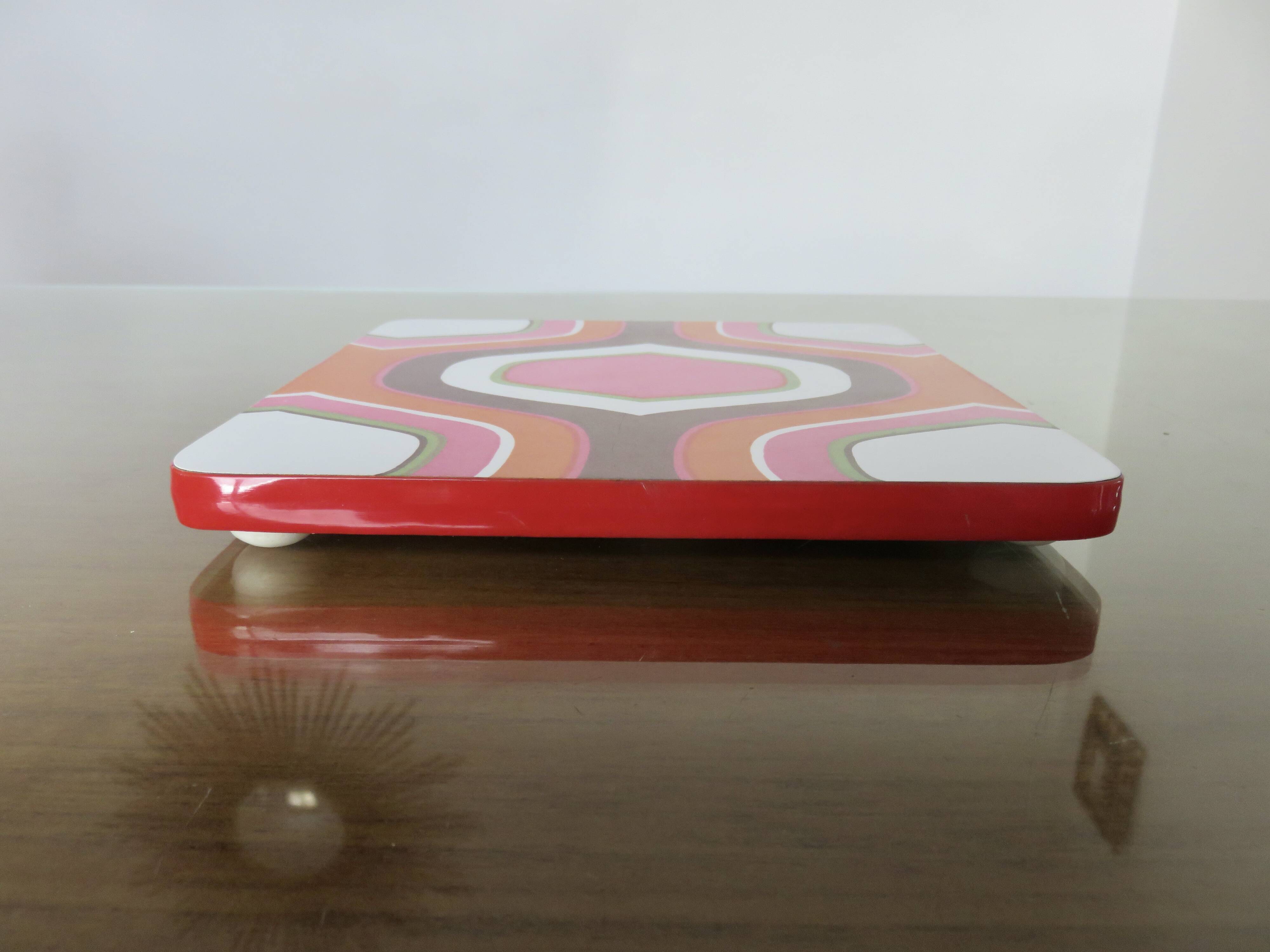 Formica trivet with psychedelic pattern 1970