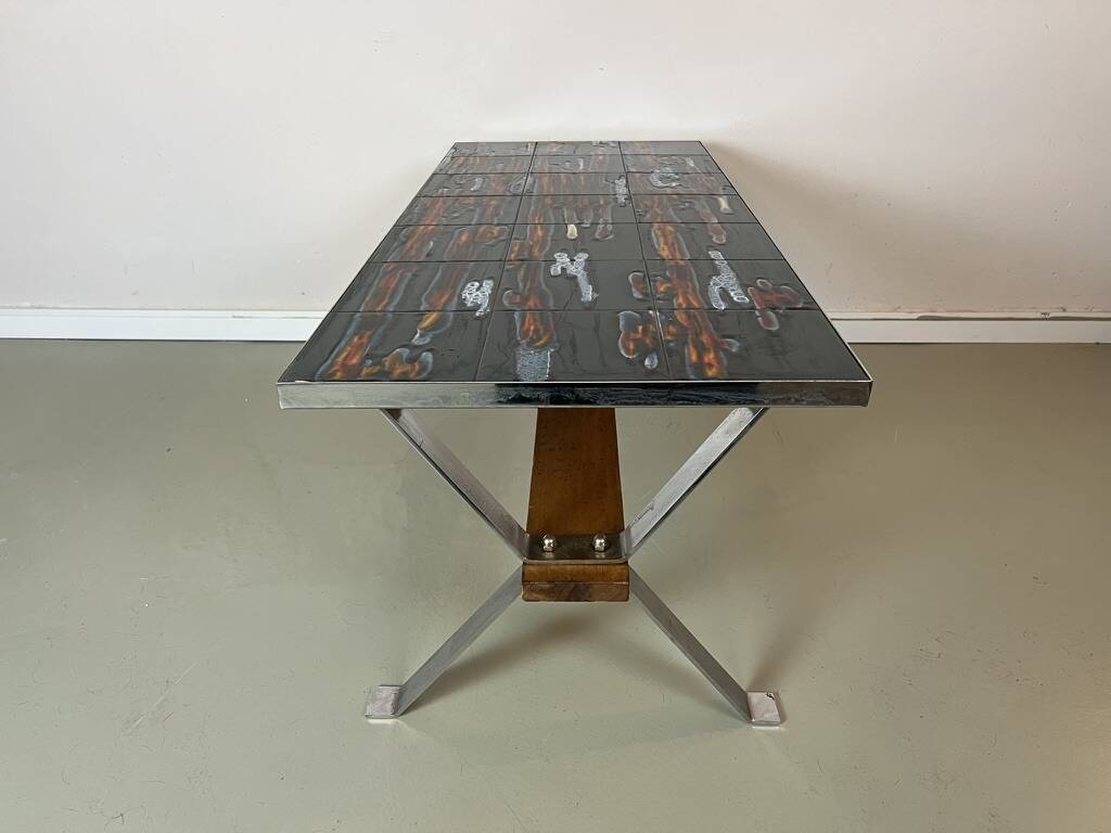 Vintage 1970s coffee table in ceramic, tiles, retro, mid-century
