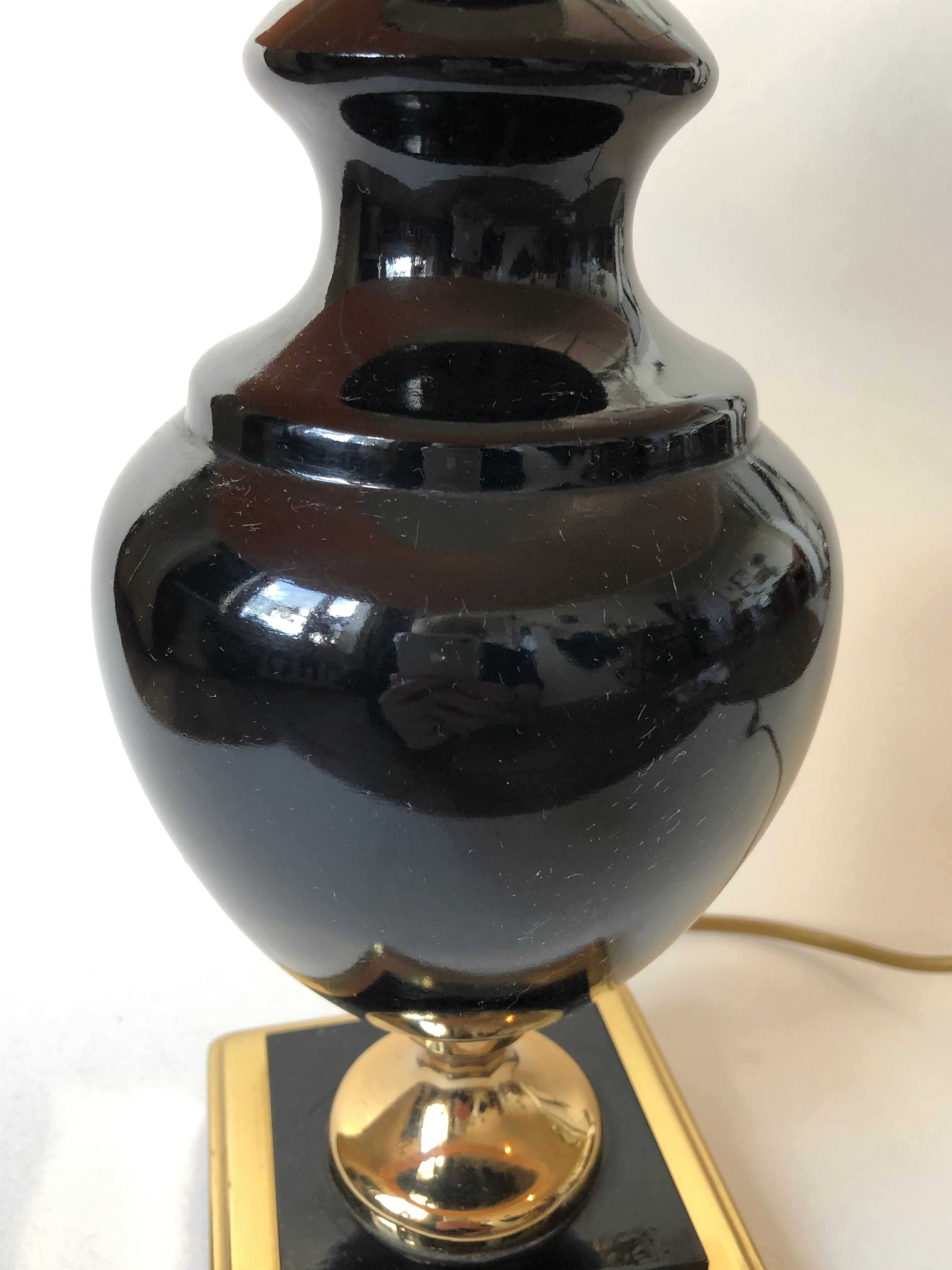 Lamp metal gold and black lacquered