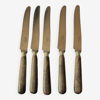 A set of 5 old wooden handle knives