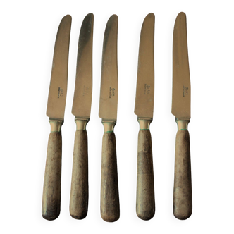 A set of 5 old wooden handle knives