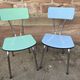 2 mismatched formica chairs mid century vintage 1960