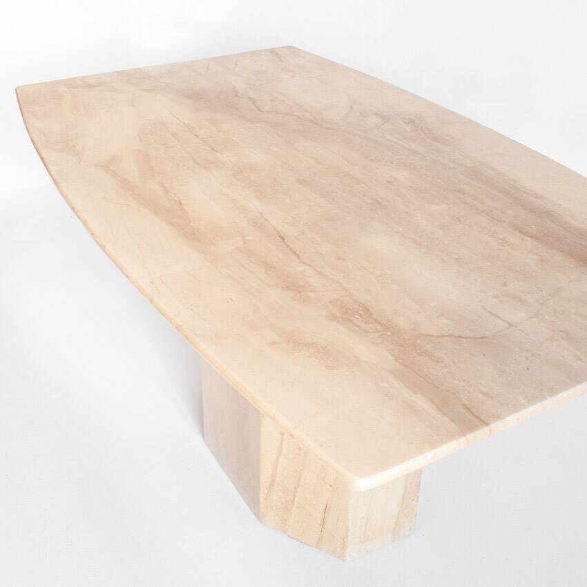 Vintage dining table with travertine extensions. Italy, 1990s