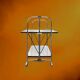 Folding rolling dessert trolley in white formica and chrome metal – 1950s-60s