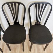 Set of 4 Vintage Black Wooden Dining Chairs: STOL Kamnik, 70s, Yugoslavia