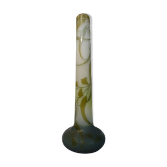 Emile Gallé Art Nouveau vase with swollen rump and high neck 60 cm