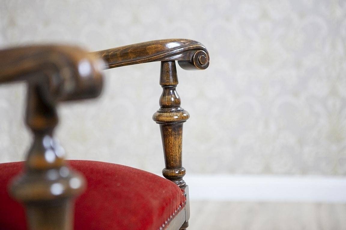 Armchair with Rattan Backrest, 1950s