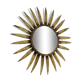 Sun mirror, witch's eye, gilded metal, 70s