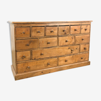 Pine bank of drawers