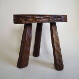 Pair of wooden tripod stools