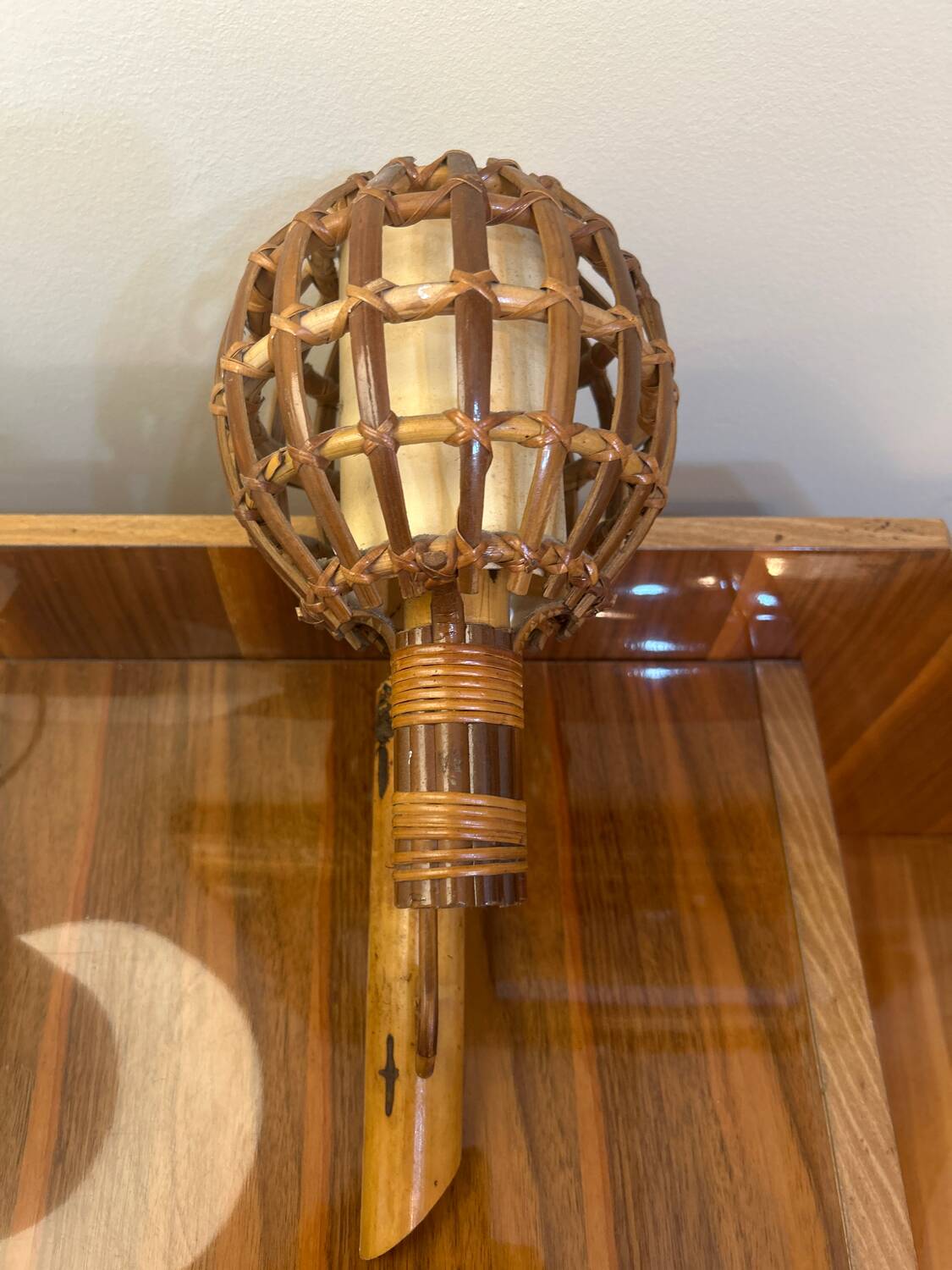 Pair of wall lights, rattan, 1950