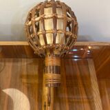Pair of wall lights, rattan, 1950