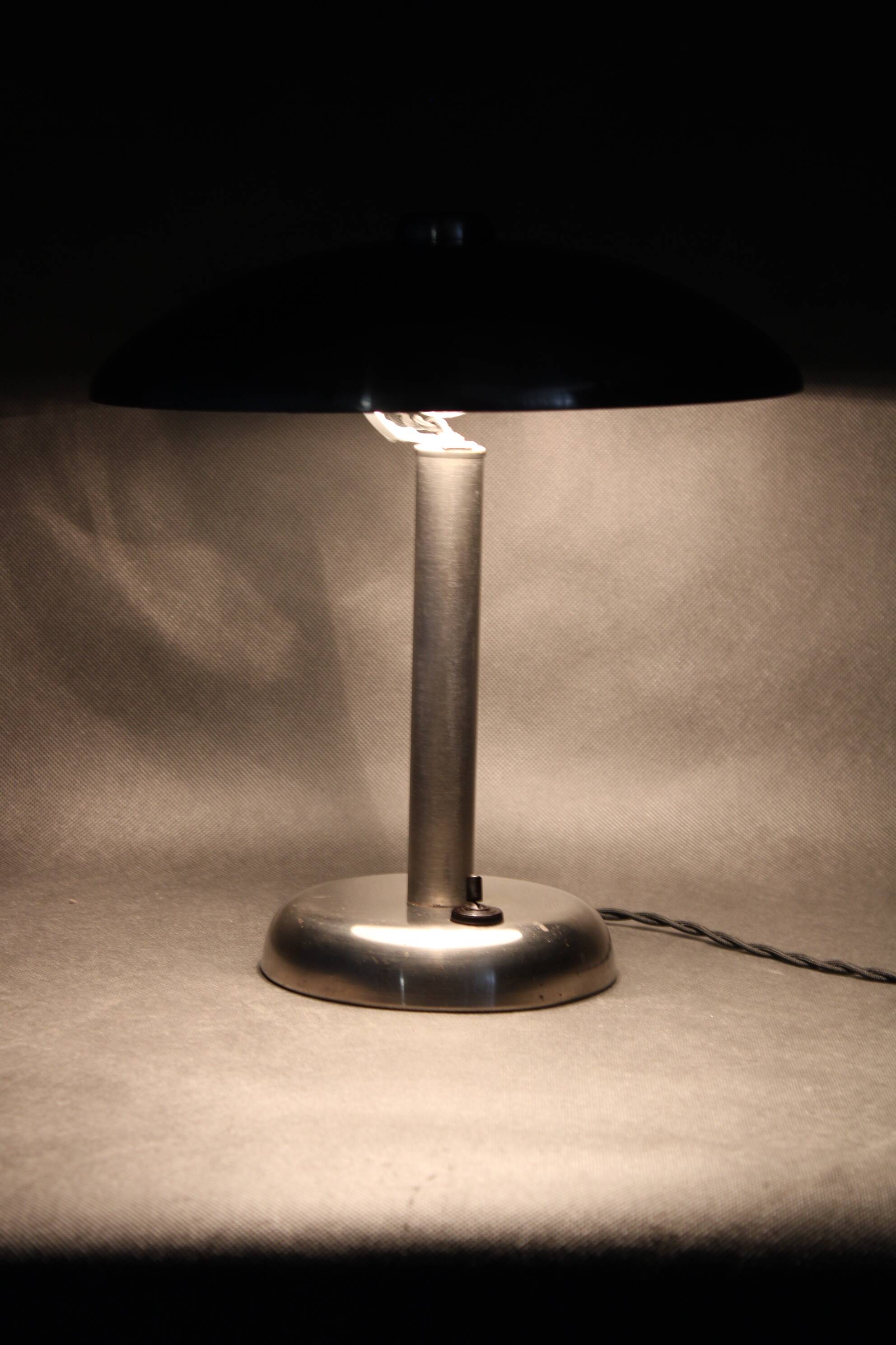 1930s Art Deco Nickel Mushroom Table Lamp Europe