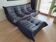 Togo sofa with pouf in black leather by Michel Ducaroy for Ligne Roset, set of 2