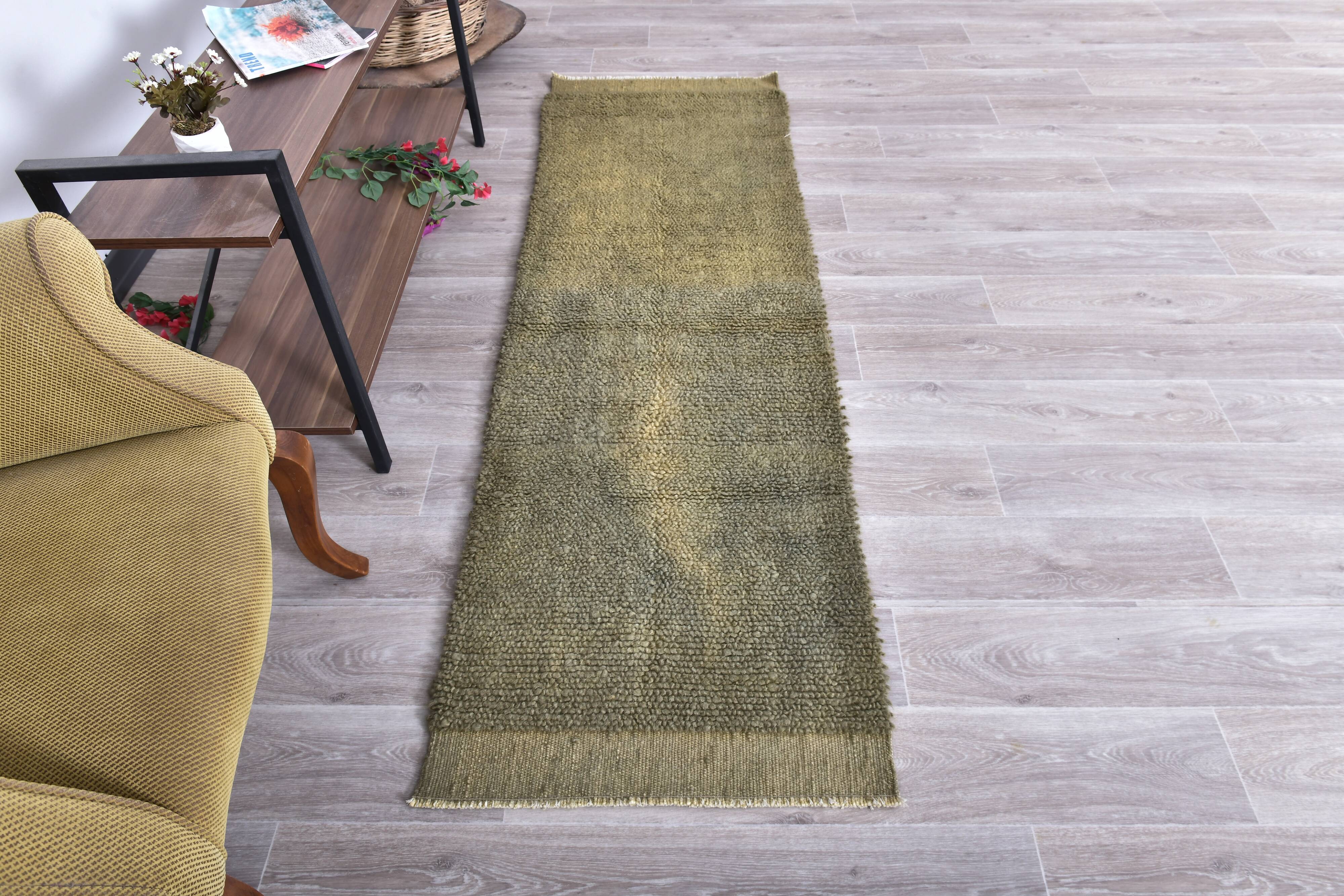 Green Berber Runner Rug 66x209Cm SK 241302