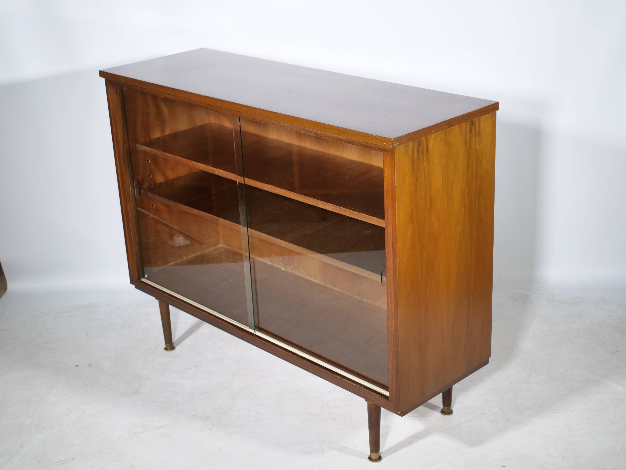 Showcase Cabinet 1960s Sideboard Sliding Door Walnut