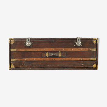 French wooden and leather trunk