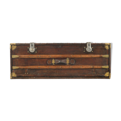 Malle française en bois et cuir