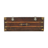 French wooden and leather trunk