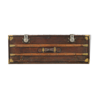 French wooden and leather trunk