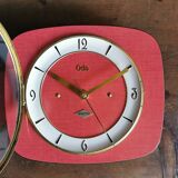 Vintage formica clock rectangular silent wall clock "Odo red"