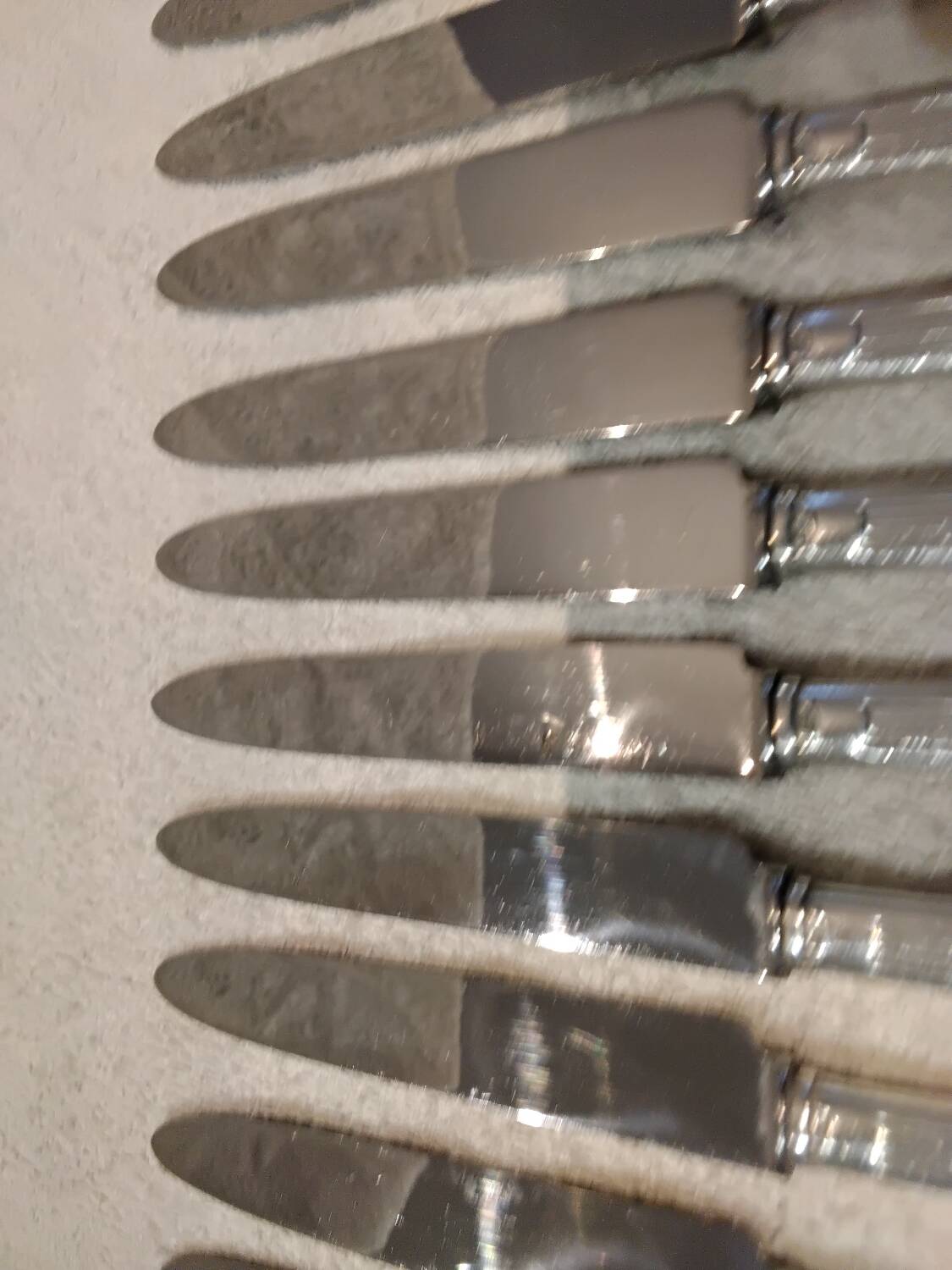 12 dessert knives with silver metal handles, goldsmith SFAM art deco