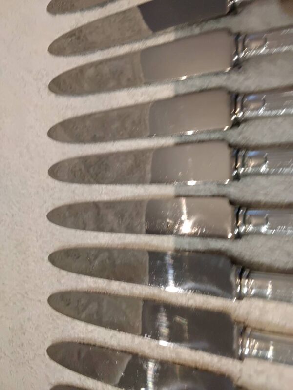 12 couteaux a dessert manche métal argenté orfèvre SFAM art deco