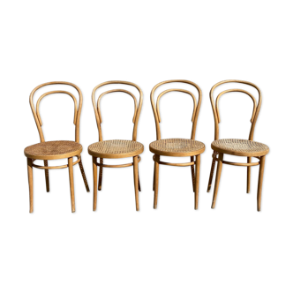 Four Thonet bistro chairs n°14 in curved wood