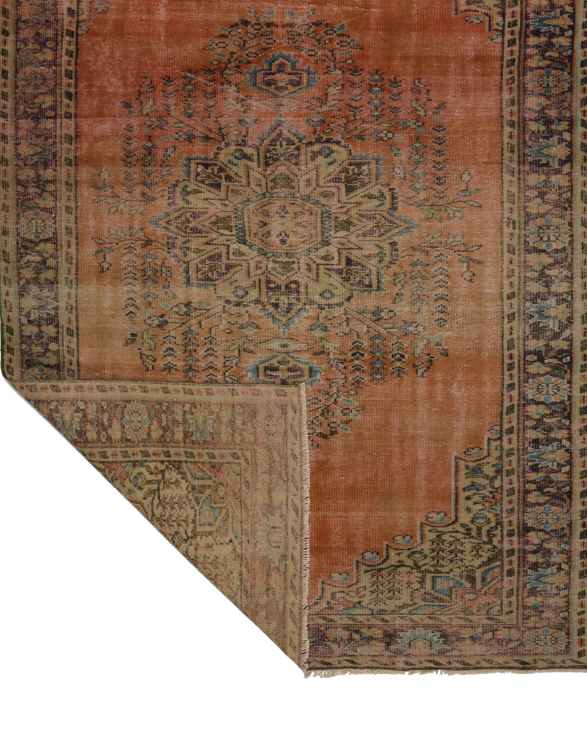 Turkish Anatolian Handmade Vintage Rug 270 cm x 174 cm