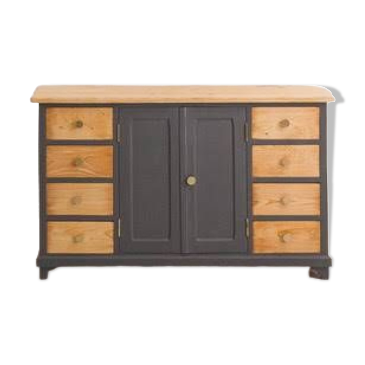 Side chest of drawers with drawers and hinged doors, fully restored