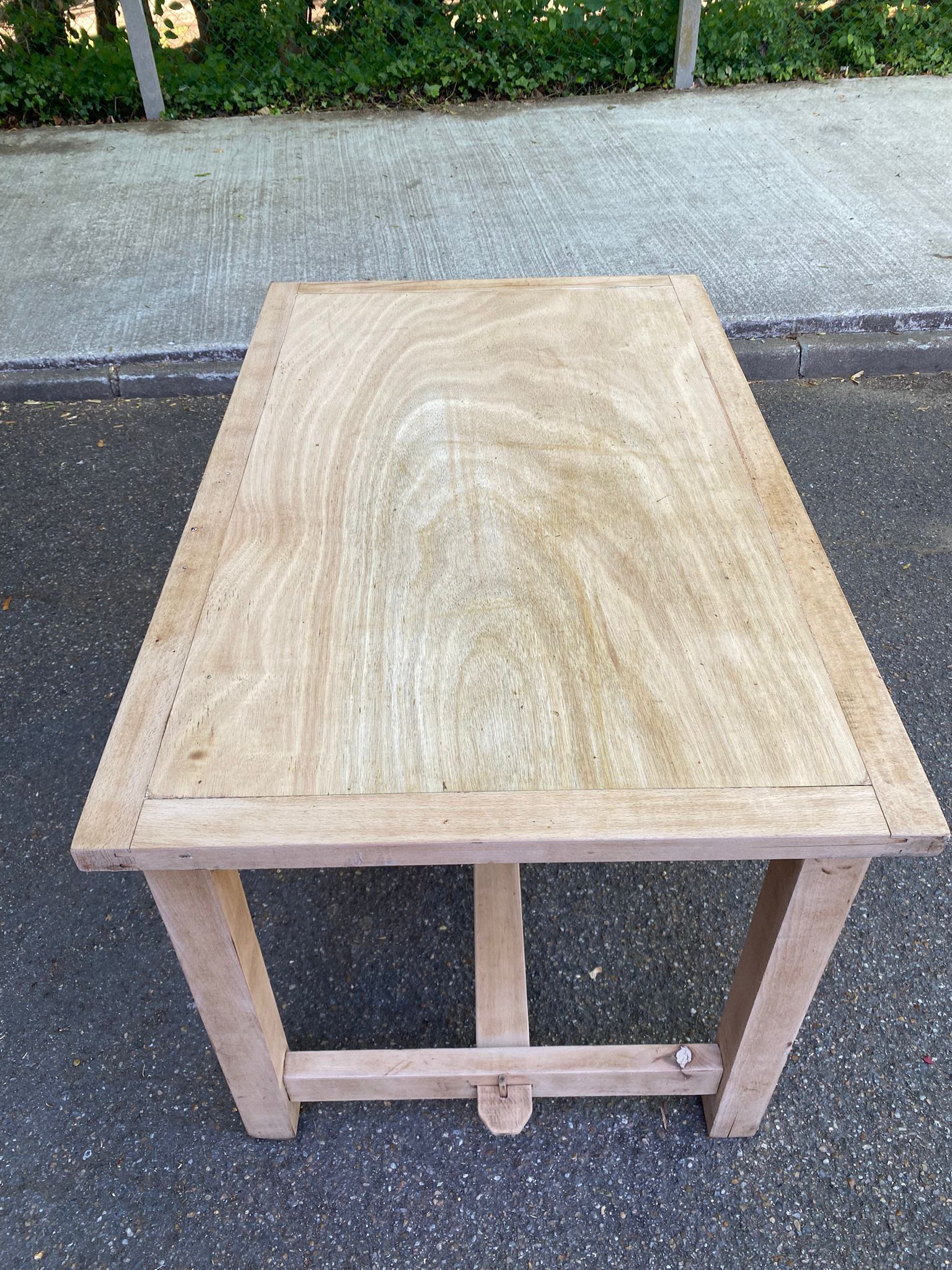 Renovated farmhouse table desk in oak, 110cm from the 1920s.