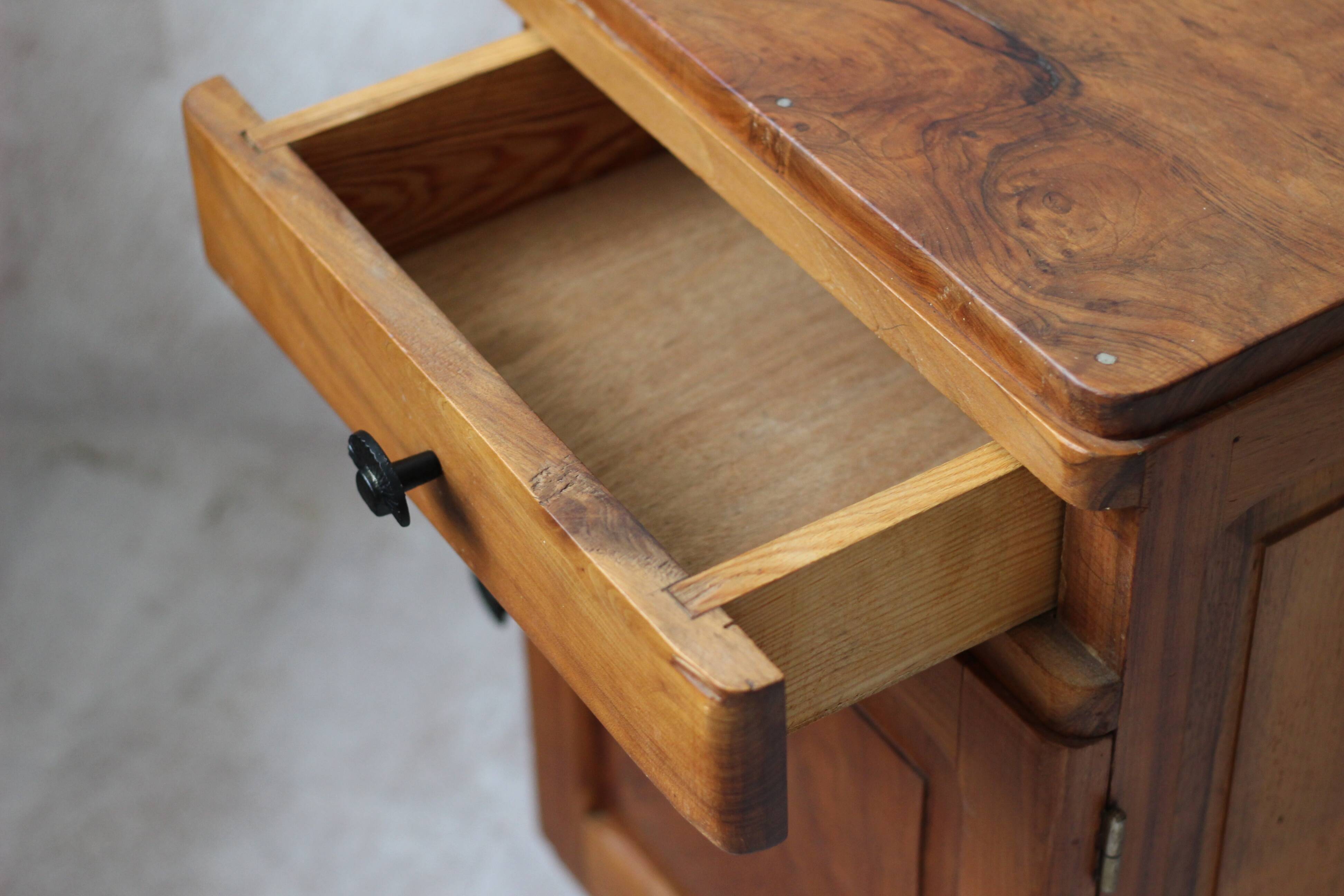 Art deco walnut bedside table