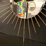 Vintage sun mirror, 1960 gold metal - 60cm
