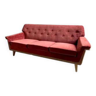 Mid-century modern three-seater velvet sofa, Swedish 1950s–1960s
