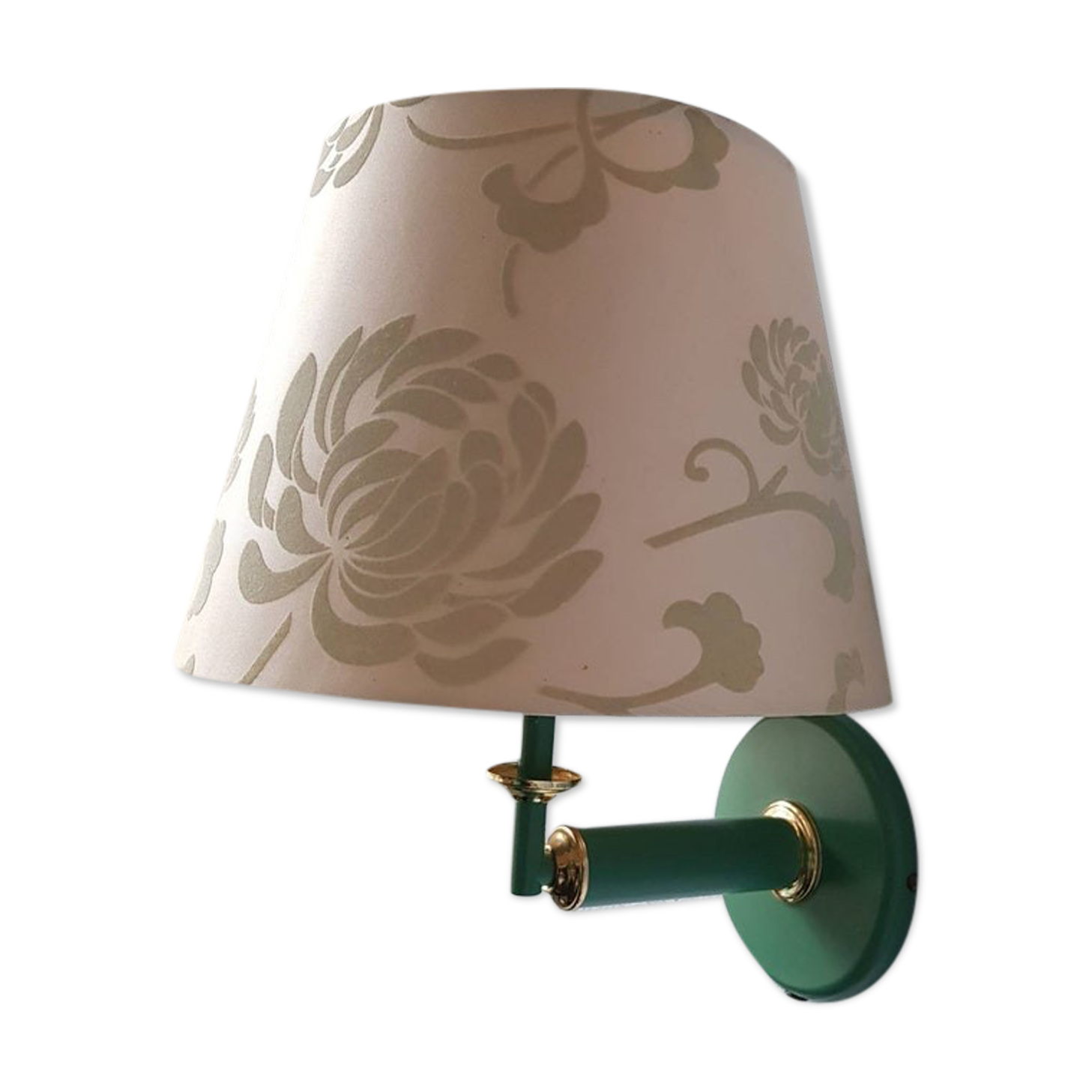 Metal wall lamp with fabric lampshade 1980