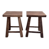 Pair of oak stools from the 1960s.