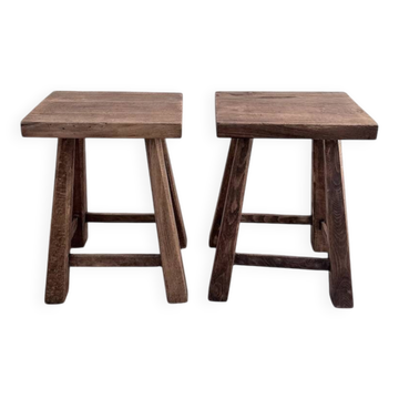Pair of oak stools from the 1960s.