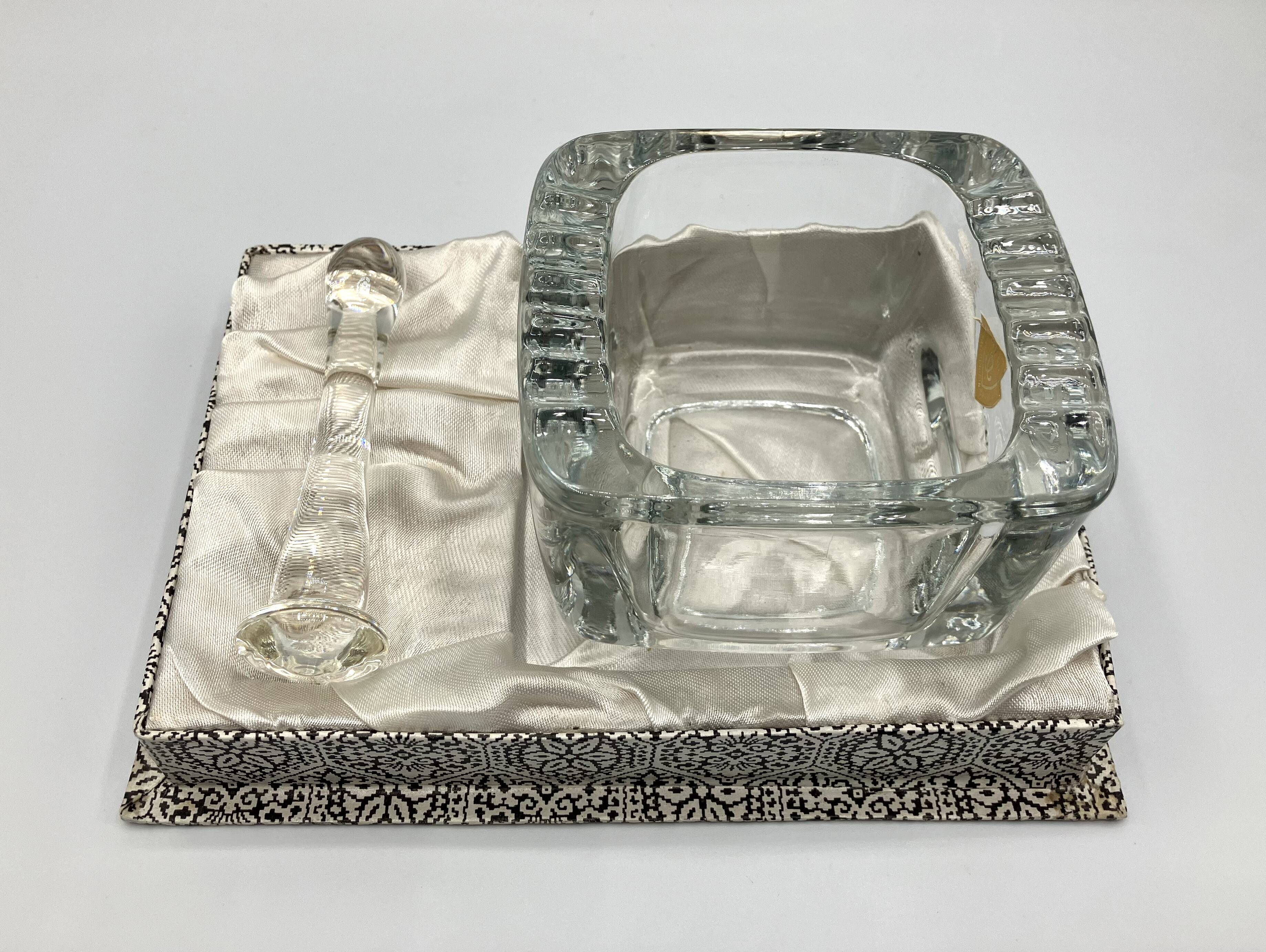 SKLO UNION Ashtray with pestle • 1960 • Czechoslovakia • Pressed glass